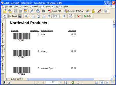 How to create Crystal Reports featuring barcode images using Typed