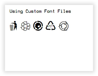 Label featuring Text Item objects using custom font files