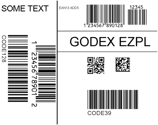 A Sample Label printed from Blazor and created by using Godex EZPL commands