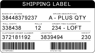 A Sample Shipping Label printed from Blazor and created by using Intermec IPL commands